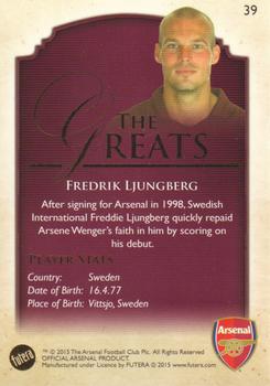 2015 Futera Unique Arsenal #39 Fredrik Ljungberg Back