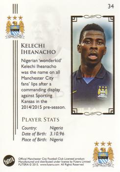 2015 Futera Unique Manchester City #34 Kelechi Iheanacho Back