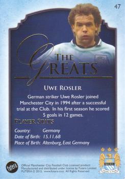 2015 Futera Unique Manchester City #47 Uwe Rosler Back
