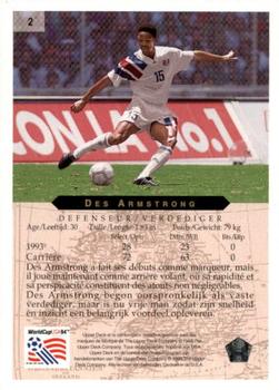 1994 Upper Deck World Cup Contenders French/Dutch #2 Desmond Armstrong Back