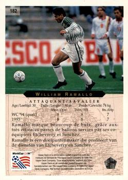 1994 Upper Deck World Cup Contenders French/Dutch #182 William Ramallo Back