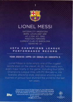 2015-16 Topps UEFA Champions League Showcase #1 Lionel Messi Back