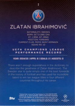 2015-16 Topps UEFA Champions League Showcase #2 Zlatan Ibrahimovic Back