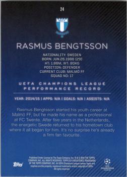 2015-16 Topps UEFA Champions League Showcase #24 Rasmus Bengtsson Back