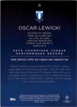 2015-16 Topps UEFA Champions League Showcase #25 Oscar Lewicki Back