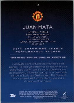2015-16 Topps UEFA Champions League Showcase #37 Juan Mata Back