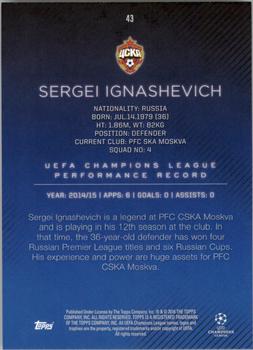 2015-16 Topps UEFA Champions League Showcase #43 Sergei Ignashevich Back