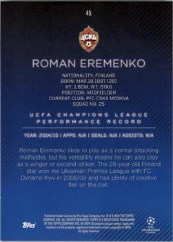 2015-16 Topps UEFA Champions League Showcase #45 Roman Eremenko Back