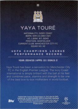 2015-16 Topps UEFA Champions League Showcase #89 Yaya Touré Back