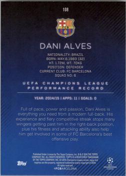 2015-16 Topps UEFA Champions League Showcase #108 Dani Alves Back