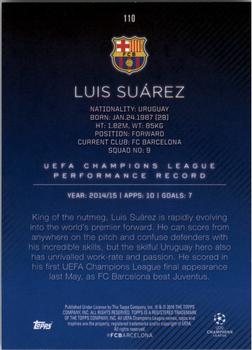 2015-16 Topps UEFA Champions League Showcase #110 Luis Suárez Back