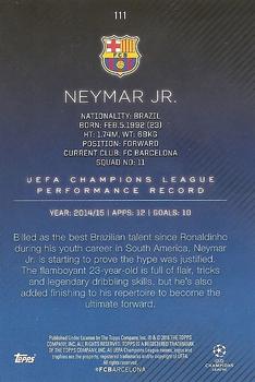 2015-16 Topps UEFA Champions League Showcase #111 Neymar Jr Back
