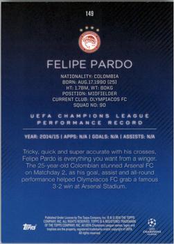 2015-16 Topps UEFA Champions League Showcase #149 Felipe Pardo Back
