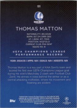 2015-16 Topps UEFA Champions League Showcase #191 Thomas Matton Back
