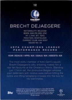 2015-16 Topps UEFA Champions League Showcase #192 Brecht Dejaegere Back