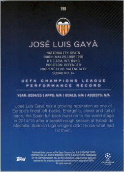 2015-16 Topps UEFA Champions League Showcase #198 Jose Luis Gaya Back