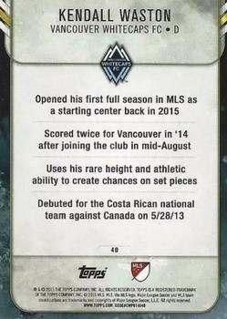 2015 Topps Apex MLS - Green #40 Kendall Waston Back