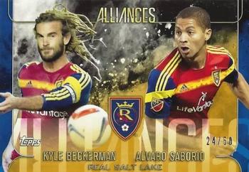 2015 Topps Apex MLS - Alliances Gold #A-12 Kyle Beckerman / Alvaro Saborio Front