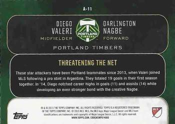 2015 Topps Apex MLS - Alliances Green #A-11 Darlington Nagbe / Diego Valeri Back