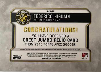 2015 Topps Apex MLS - Crest Jumbo Relics Black #CJR-FH Federico Higuain Back
