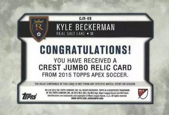 2015 Topps Apex MLS - Crest Jumbo Relics Black #CJR-KB Kyle Beckerman Back