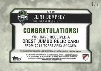 2015 Topps Apex MLS - Crest Jumbo Relics Printing Plates Cyan #CJR-CD Clint Dempsey Back