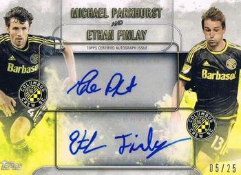 2015 Topps Apex MLS - Dual Autographs #ADA-PF Ethan Finlay / Michael Parkhurst Front