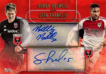 2015 Topps Apex MLS - Dual Autographs Red #ADA-BF Bobby Boswell / Sean Franklin Front