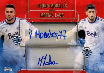 2015 Topps Apex MLS - Dual Autographs Red #ADA-ML Matias Laba / Pedro Morales Front
