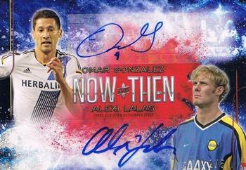 2015 Topps Apex MLS - Now and Then Dual Autographs Red #NTA-GL Alexi Lalas / Omar Gonzalez Front