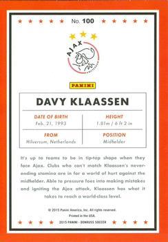 2015 Donruss - Black Panini Logo #100 Davy Klaassen Back