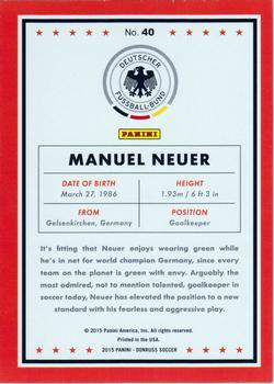 2015 Donruss - Black Panini Logo #40 Manuel Neuer Back