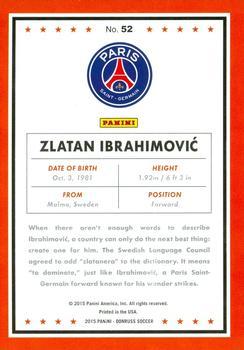 2015 Donruss - Gold Panini Logo #52 Zlatan Ibrahimovic Back