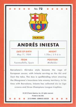 2015 Donruss - Gold Press Proof #72 Andres Iniesta Back