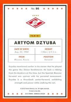 2015 Donruss - Red Soccer Ball #86 Artyom Dzyuba Back