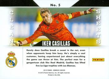 2015 Donruss - Clean Sheets #5 Iker Casillas Back