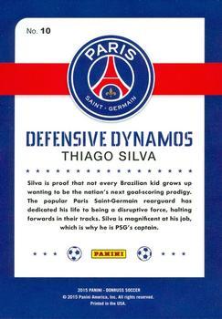 2015 Donruss - Defensive Dynamos Black Panini Logo #10 Thiago Silva Back