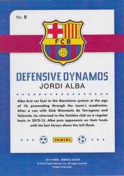 2015 Donruss - Defensive Dynamos Gold Panini Logo #5 Jordi Alba Back