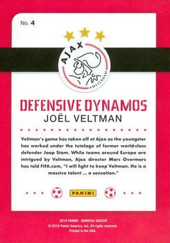 2015 Donruss - Defensive Dynamos Red Soccer Ball #4 Joel Veltman Back