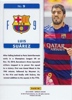 2015 Donruss - Fantastic Finishers Green Soccer Ball #9 Luis Suarez Back