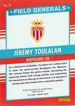 2015 Donruss - Field Generals #7 Jeremy Toulalan Back