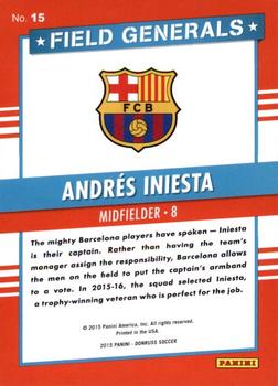 2015 Donruss - Field Generals Bronze Press Proof #15 Andres Iniesta Back