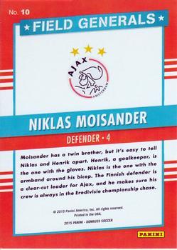 2015 Donruss - Field Generals Gold Panini Logo #10 Niklas Moisander Back