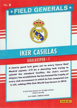 2015 Donruss - Field Generals Silver Press Proof #6 Iker Casillas Back