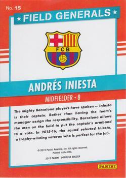 2015 Donruss - Field Generals Silver Press Proof #15 Andres Iniesta Back