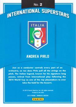 2015 Donruss - International Superstars Gold Panini Logo #2 Andrea Pirlo Back