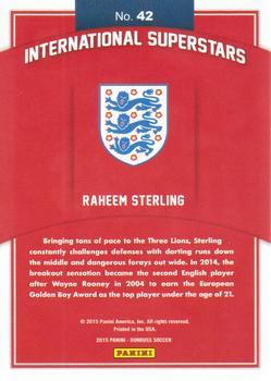 2015 Donruss - International Superstars Gold Panini Logo #42 Raheem Sterling Back