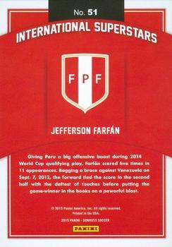 2015 Donruss - International Superstars Gold Panini Logo #51 Jefferson Farfan Back