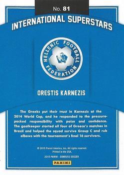 2015 Donruss - International Superstars Gold Panini Logo #81 Orestis Karnezis Back