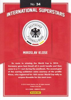 2015 Donruss - International Superstars Red Soccer Ball #34 Miroslav Klose Back